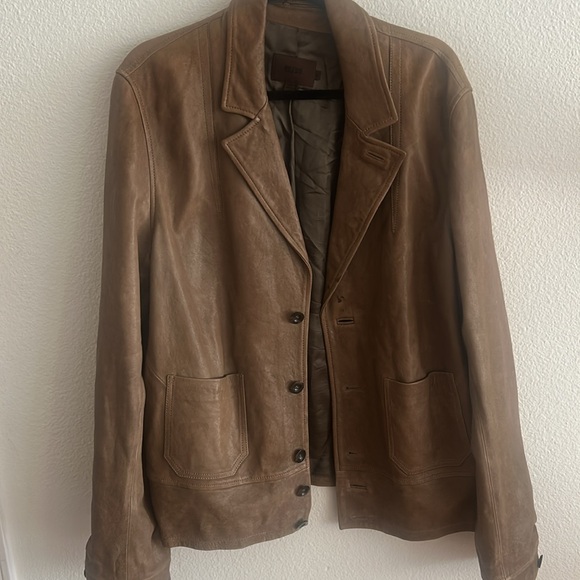 Men's Reiss Leather Brown Jacket Size XL - Picture 5 of 6